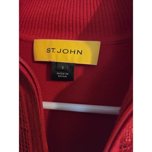ST. JOHN Knit Jacket RED Sparkles/Shimmery ZIP - Sz S  Excellent! - Picture 6 of 6